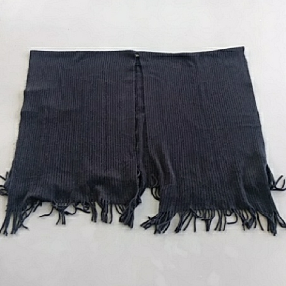 LOFT Black Shawl Poncho Wrap with Fringe